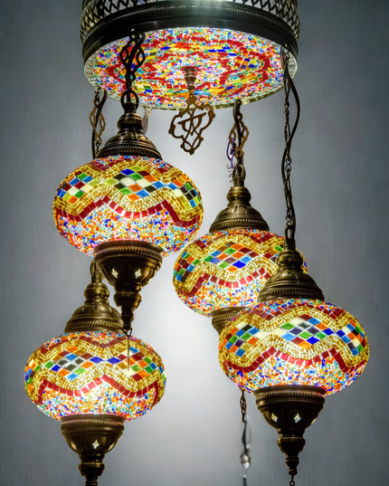 Mosaic Chandelier with Glass Base