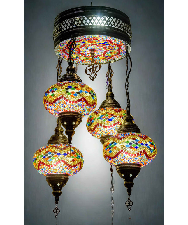 Mosaic Chandelier with Glass Base