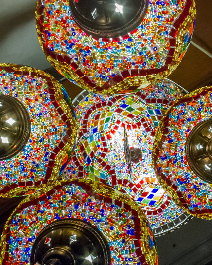 Mosaic Chandelier with Glass Base