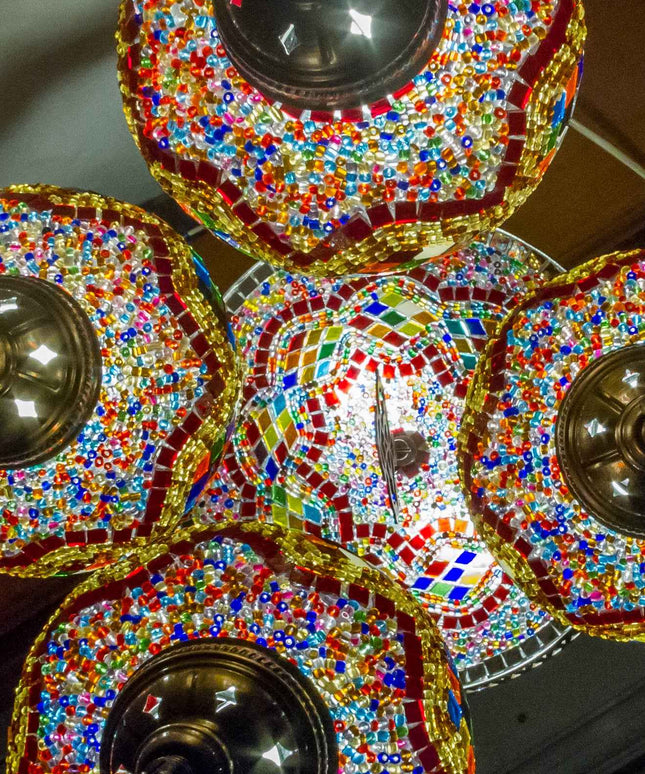 Mosaic Chandelier with Glass Base