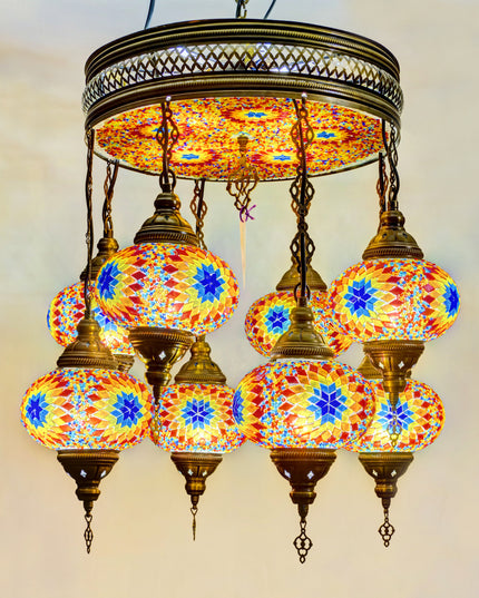 Mosaic Chandelier with Glass Base