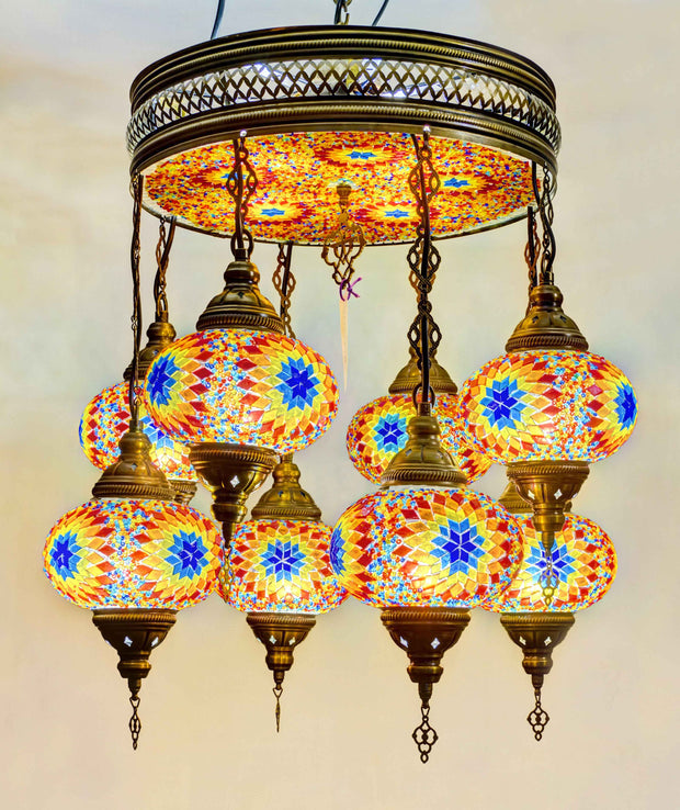 Mosaic Chandelier with Glass Base