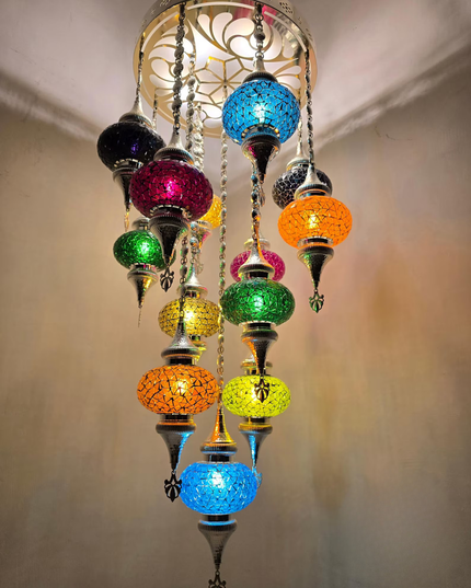 Multi Color Mosaic Chandelier
