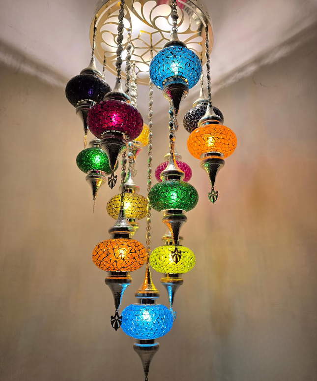 Multi Color Mosaic Chandelier