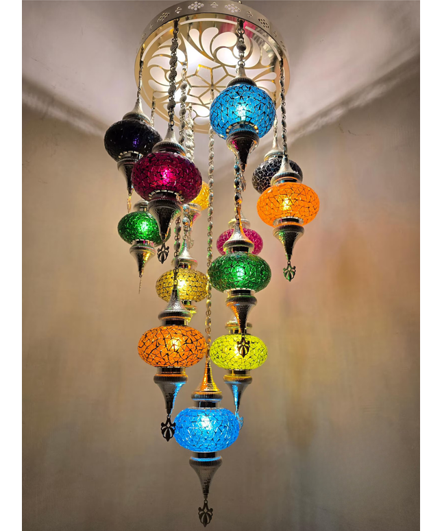 Multi Color Mosaic Chandelier