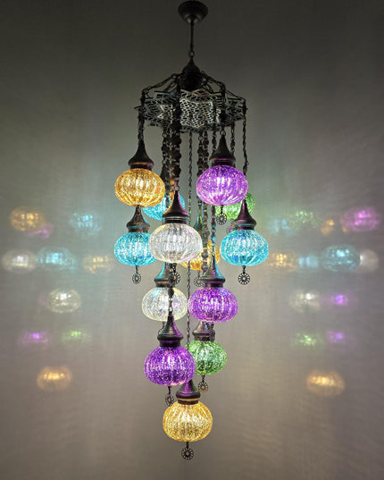 Multi Color Blown Glass Chandelier
