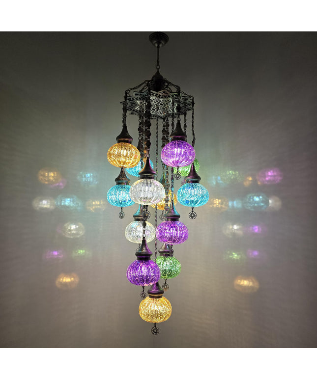 Multi Color Blown Glass Chandelier
