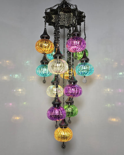 Multi Color Blown Glass Chandelier