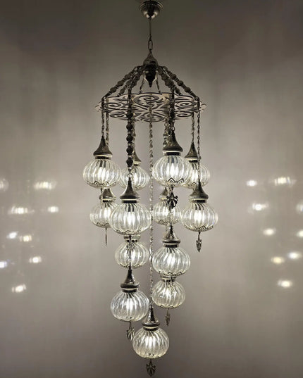 Blown Glass White Chandelier