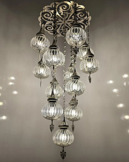 Blown Glass White Chandelier