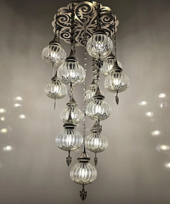 Blown Glass White Chandelier
