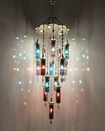 Blown Glass Multicolor Chandelier