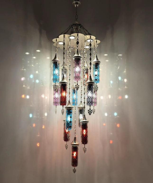 Blown Glass Multicolor Chandelier
