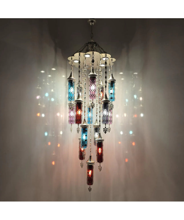 Blown Glass Multicolor Chandelier