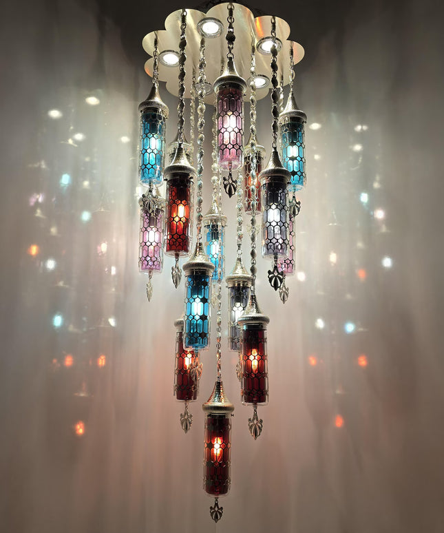 Blown Glass Multicolor Chandelier