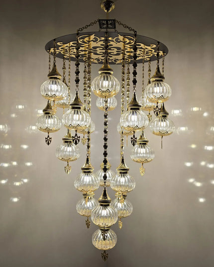 Blown Glass White Chandelier