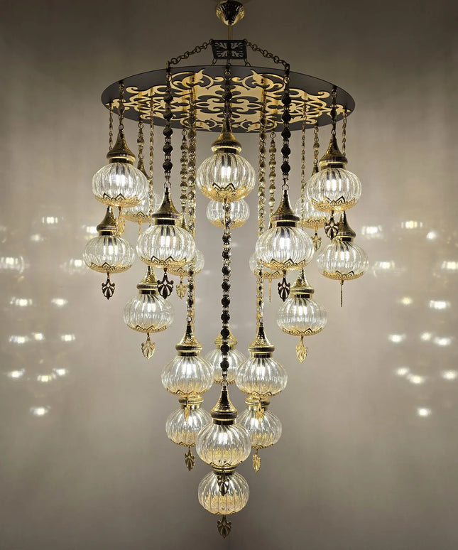 Blown Glass White Chandelier