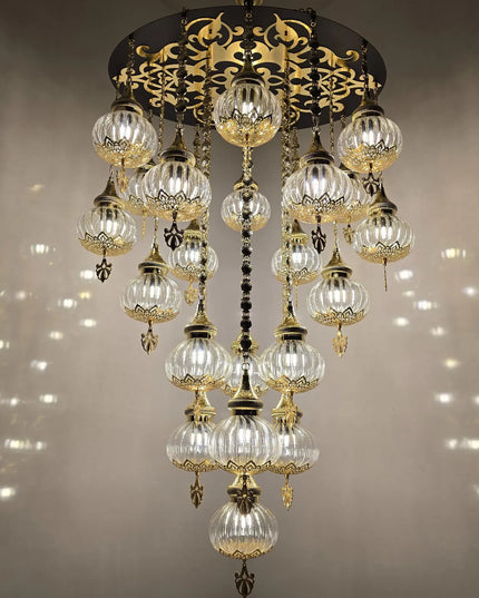 Blown Glass White Chandelier