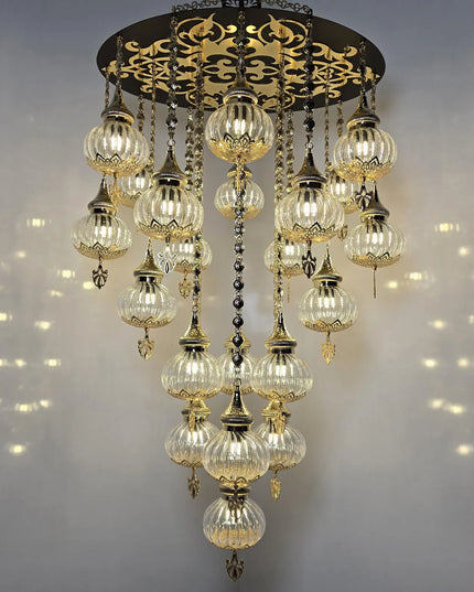 Blown Glass White Chandelier