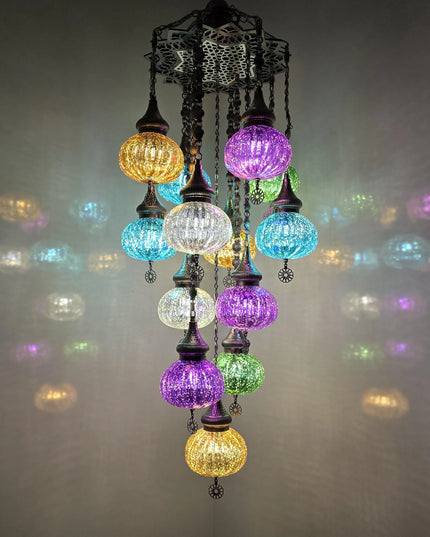 Multi Color Blown Glass Chandelier