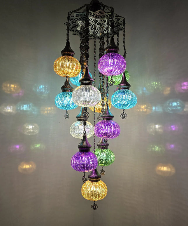 Multi Color Blown Glass Chandelier