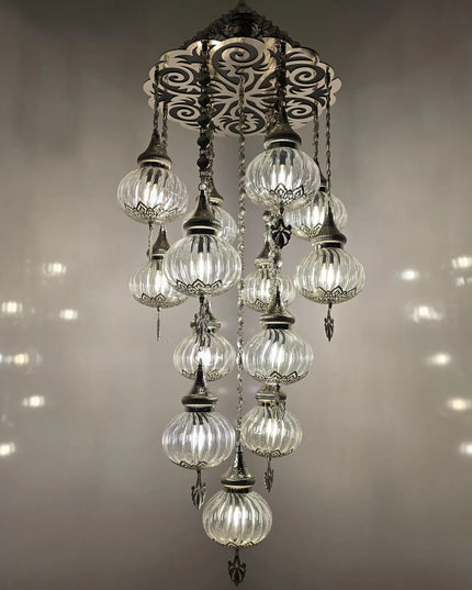 Blown Glass White Chandelier