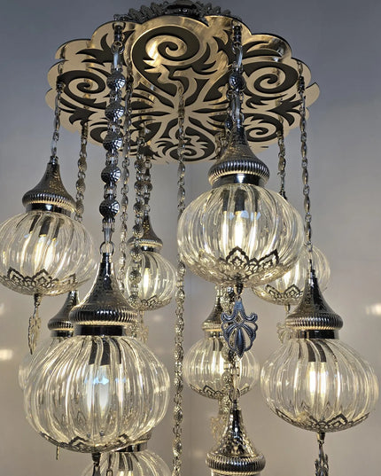 Blown Glass White Chandelier