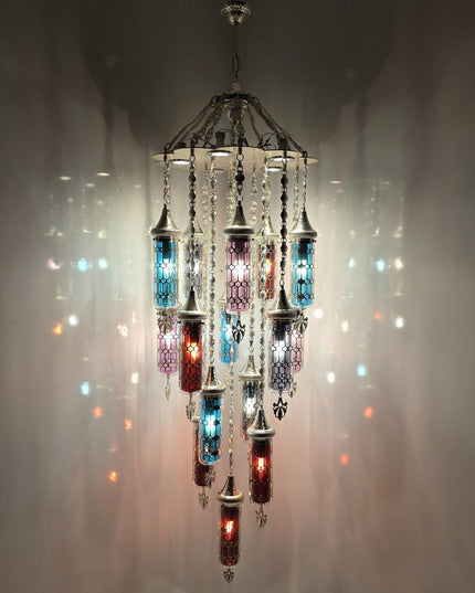 Blown Glass Multicolor Chandelier