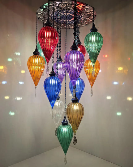 Multi Color Blown Glass Chandelier