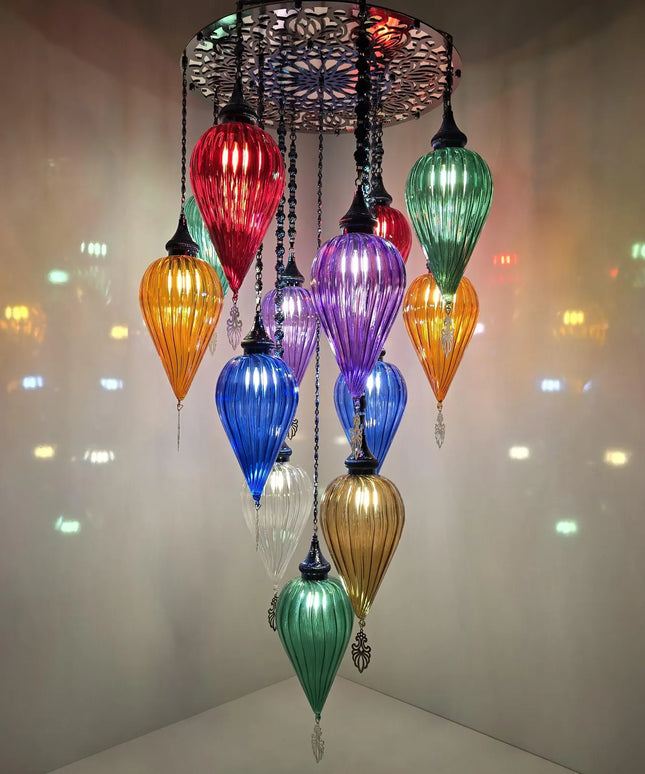 Multi Color Blown Glass Chandelier