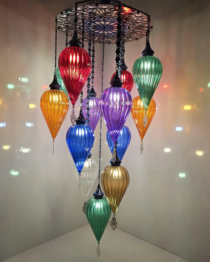 Multi Color Blown Glass Chandelier