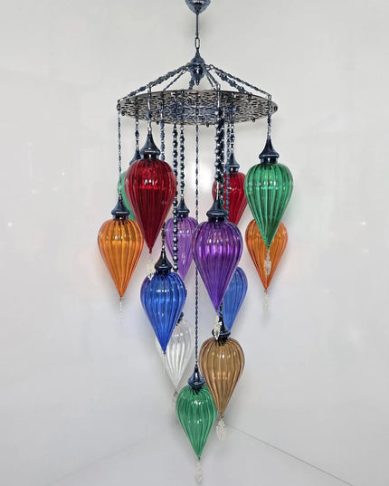 Multi Color Blown Glass Chandelier