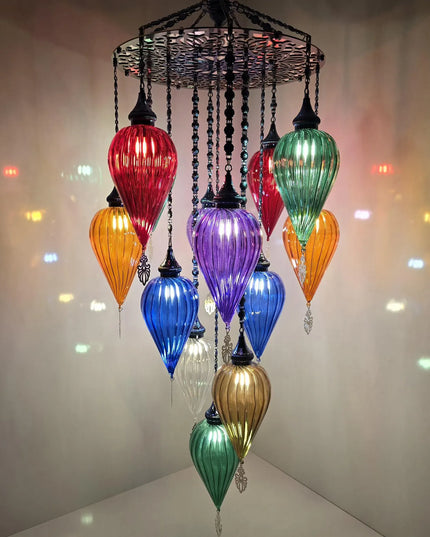 Multi Color Blown Glass Chandelier