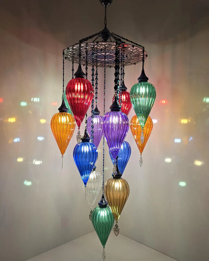 Multi Color Blown Glass Chandelier