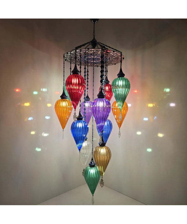 Multi Color Blown Glass Chandelier