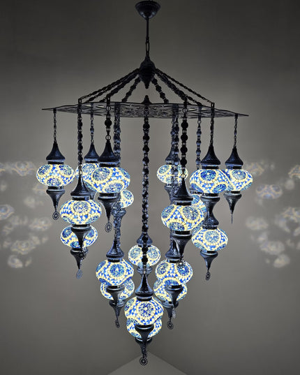 Mosaic Glass Large Chandelier