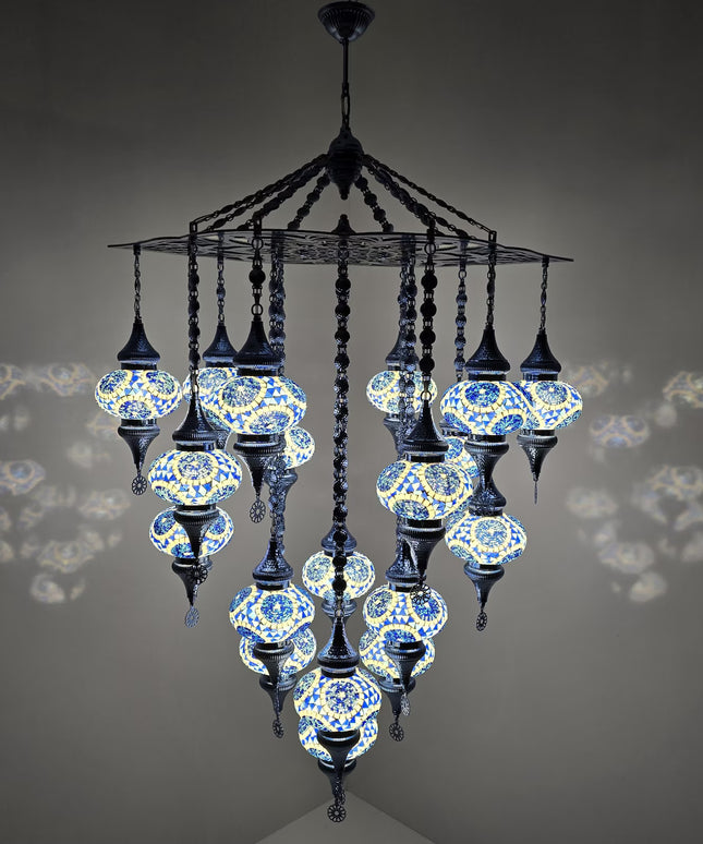 Mosaic Glass Large Chandelier