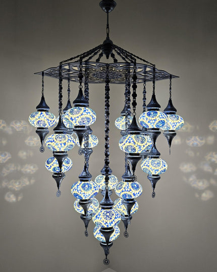 Mosaic Glass Large Chandelier