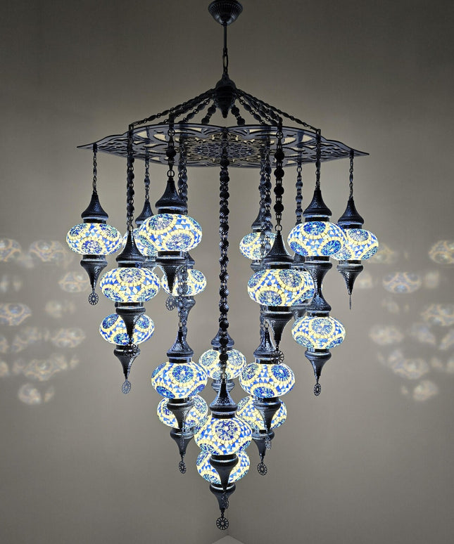 Mosaic Glass Large Chandelier