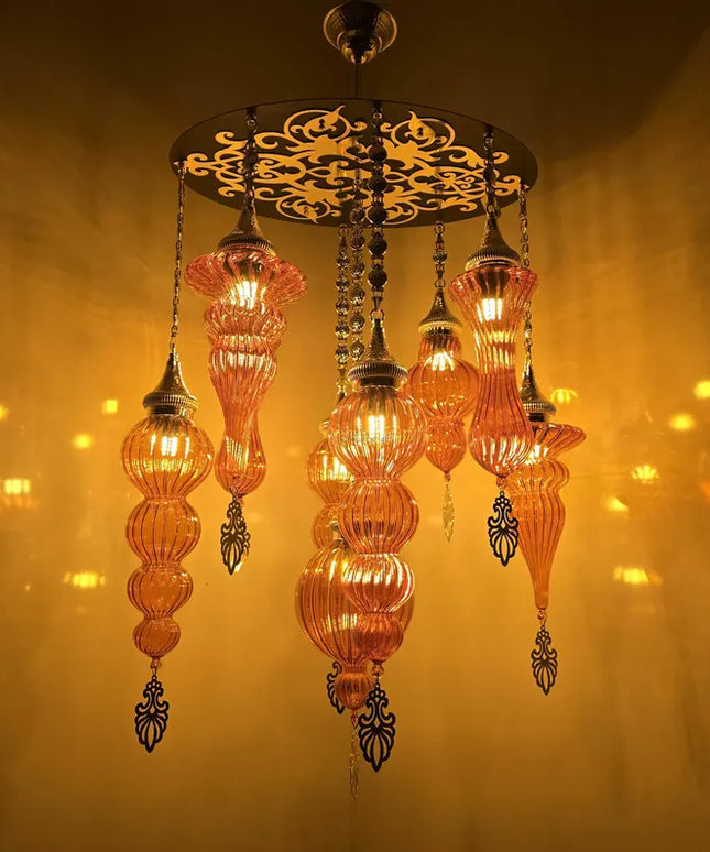 Red Pyrex Glass Chandelier